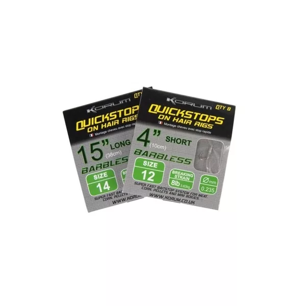 Korum Hair Rigs With Quickstops 15 Mărime 10 Cârlig pre-legat monofil