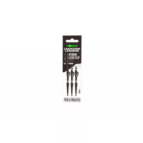Korda Kable Leadcore Leader Hybrid 50cm Gravel Clip de plumb 3 buc