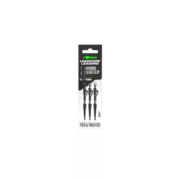Korda Kable Leadcore Leader Hybrid 50cm Weed Clip de plumb 3 buc
