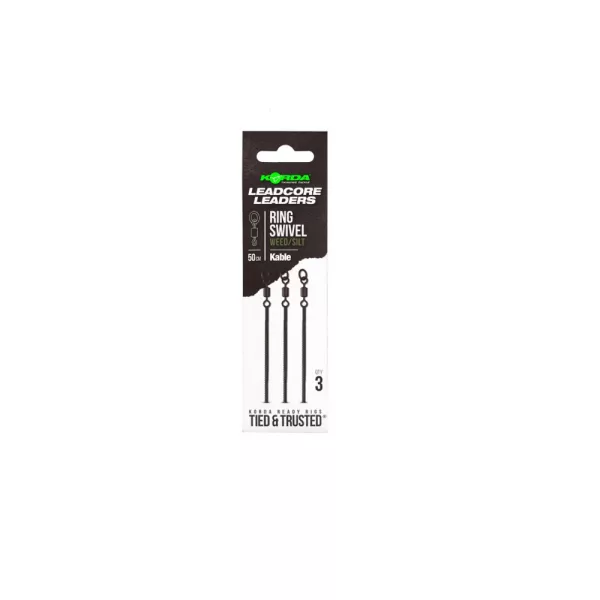 Korda Kable Leadcore Leader Ring Swivel Weed Montură de crap 50cm 3buc