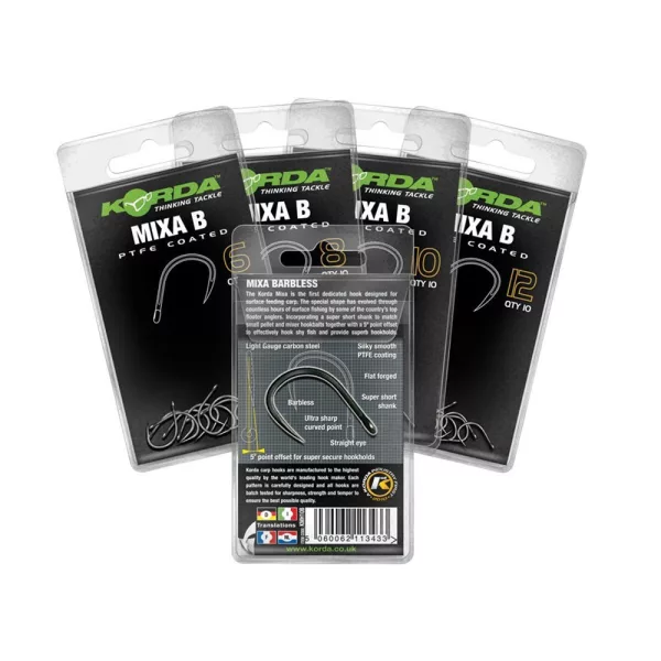 Korda Mixa B Hook 6 Cârlig Boilie Fără Barbă, Cu Ochi, 10buc