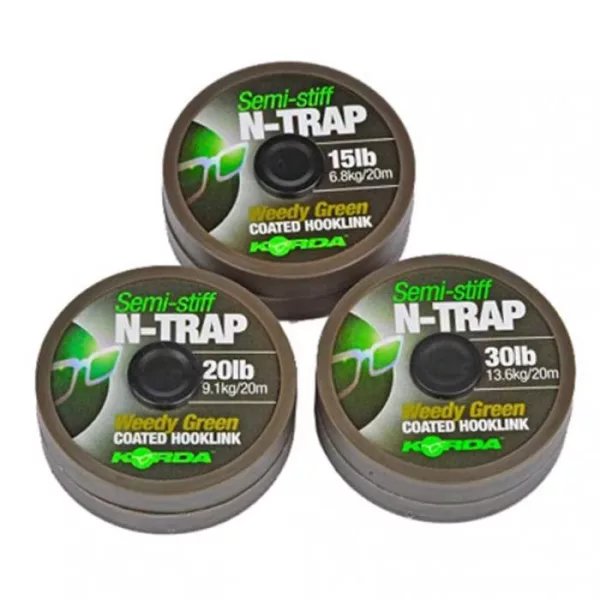 Korda N-Trap Semi Stiff 30lb Weedy Green - fir de forfac pentru boilies