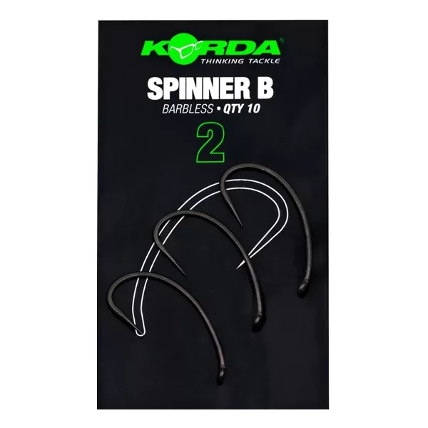 Korda Spinner B Hook 2 Cârlig Fără Barbetă pentru Boilie, cu Ochet, 10 buc