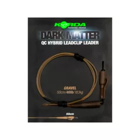   Korda Dark Matter Leader QC Hybrid Clip Gravel Transparent 50cm 40lb Montură Boiles Pre-legată