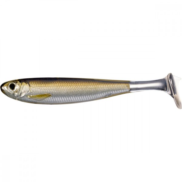 Livetarget Slow-Roll Shiner Paddle Tail Argintiu/Maro 10cm Pește de cauciuc 4db