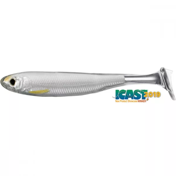 Livetarget Slow-Roll Shiner Paddle Tail Silver/Pearl 10cm Nalucă moale 4 buc.