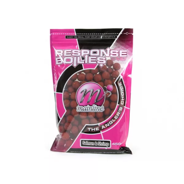 Mainline Shelf Life Boilies Salmon & Shrimp 18 mm 450 g.r - boilie de momeală