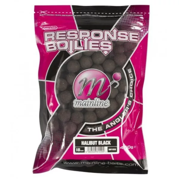Mainline Shelf Life Boilies Response Halibut Black 15mm - boilie de momeală
