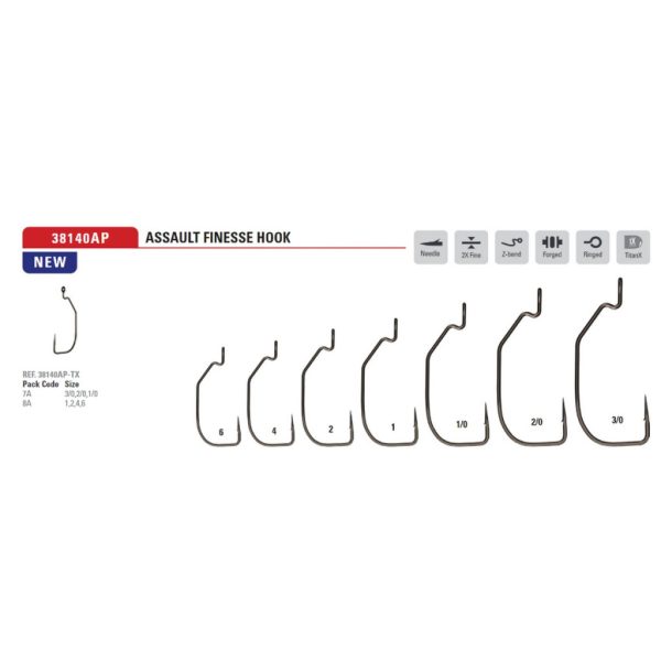 Mustad Assault Finesse Titanx 1 Cârlig offset cu ochi, cu barbă 8buc