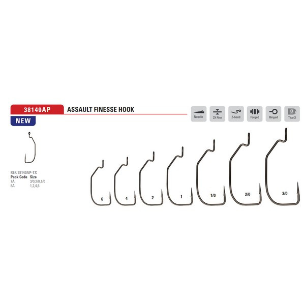 Mustad Assault Finesse Titanx 1/1 Cârlig offset cu ochi, cu barbă 7buc