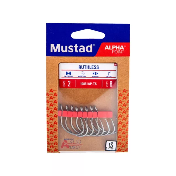 Mustad Ruthless Eyed 6/0 Cârlig cu ochi, cu barbă 5 buc