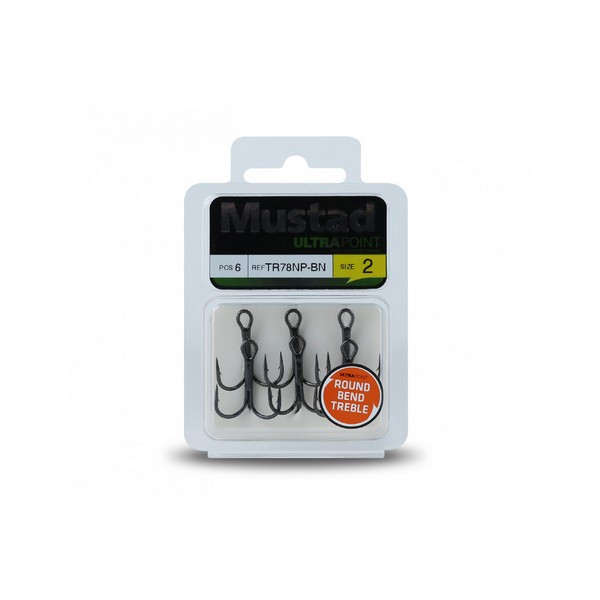 Mustad NP Round Bend Treble Hook 1 Cârlig Triplu Fără Barbetă 5 buc