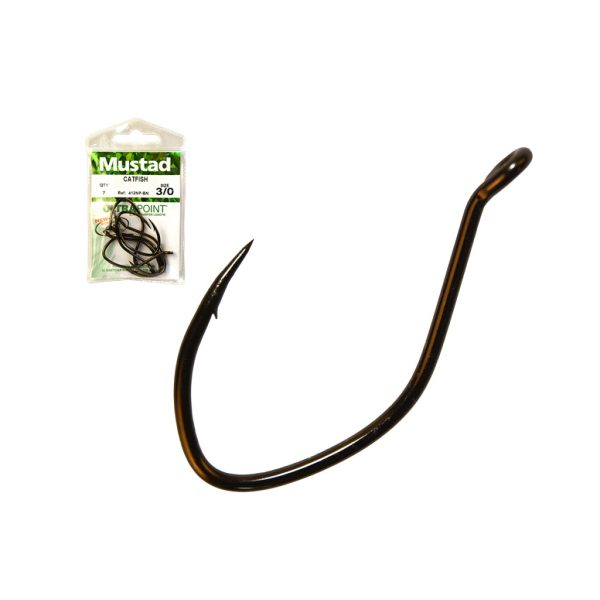 Mustad Ultra NP Single Catfish Black Nickel 2/0 Cârlig cu ochi, cu barbă 8 bucăți