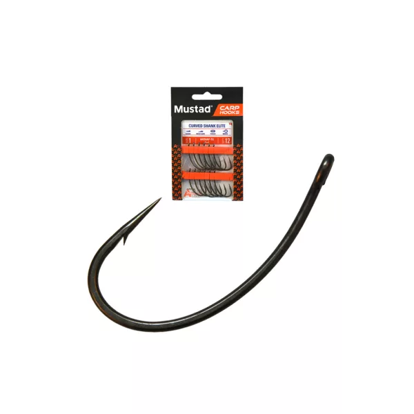 Mustad Carp Curve Shank Elite 6 Füles, Szakállas Bojlis Horog 12db