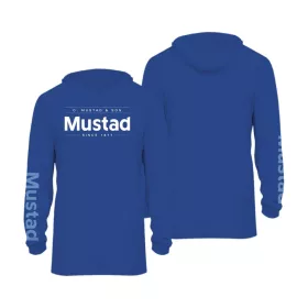   Mustad Albastru Brand Longsleeve UV Cu Glugă 3XL Tricou cu mânecă lungă cu glugă