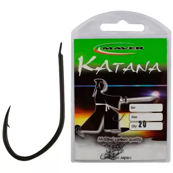 Mave Katana Black Nickelled Flatted 14 Cârlig de boilie cu placă, cu barbă 20db
