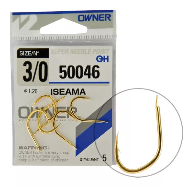 Owner Iseama Gold 50046 2 Cârlig de crap cu placă, cu barbă 8buc
