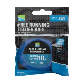   Preston Free Running Feeder Rigs Montură Culisantă 0,28mm, 7m (3 buc)