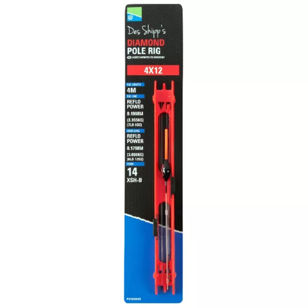Preston 4x12 Diamond Pole Rig Montură gata făcută pentru rubeană