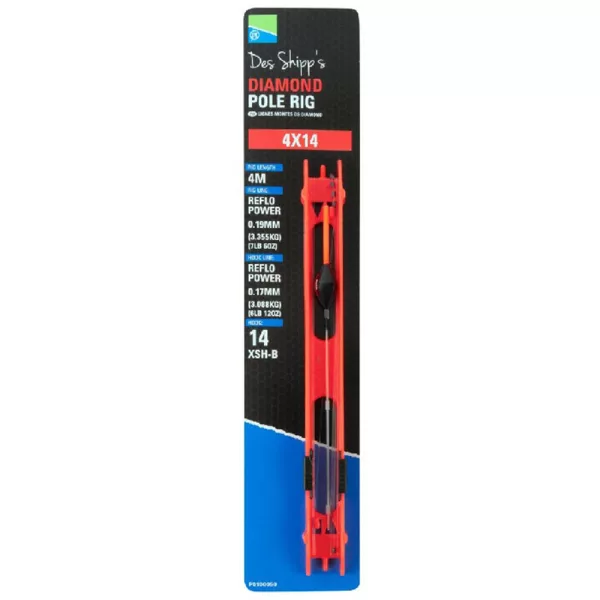 Preston 4x14 Diamond Pole Rig Montură gata făcută pentru rubeană