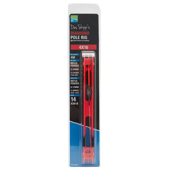 Preston 4x16 Diamond Pole Rig Montură gata făcută pentru rubeană