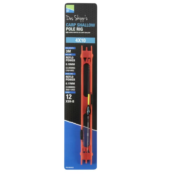 Preston 4x10 Carp Shallow Pole Rig Echipament gata făcut pentru rubeziană