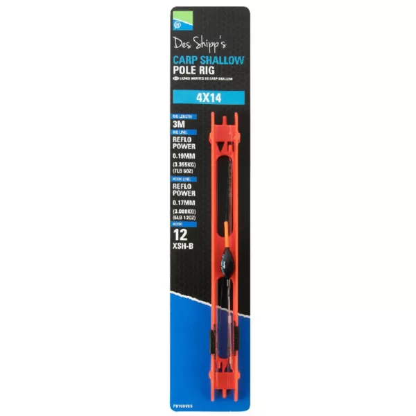 Preston 4x14 Carp Shallow Pole Rig Echipament gata făcut pentru rubeziană