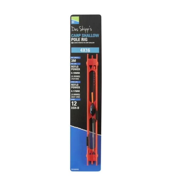 Preston 4x10 Carp Shallow Pole Rig Echipament gata făcut pentru rubeziană