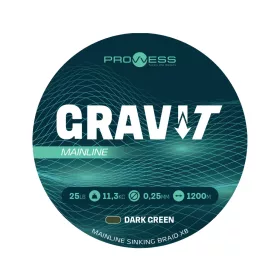   Prowess Gravi-T Mainline Braid X8 Verde închis scufundător 0,25mm 1200m Fir principal împletit