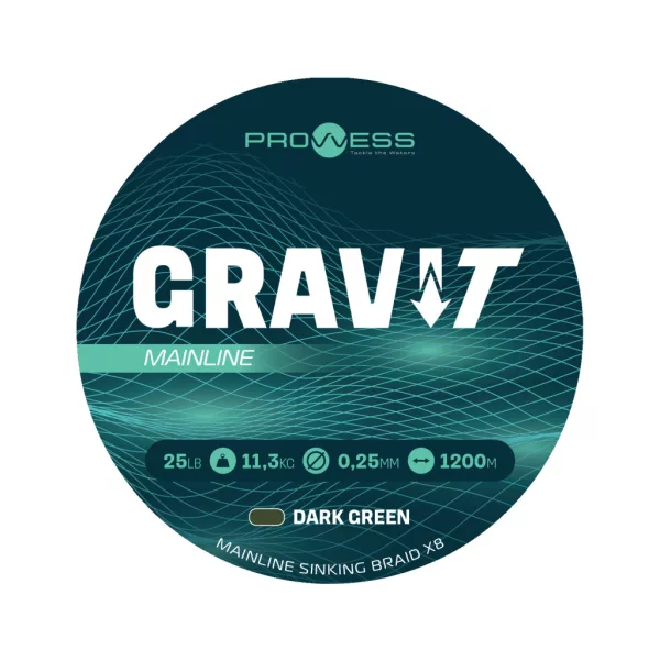 Prowess Gravi-T Mainline Braid X8 Verde închis scufundător 0,30mm 1200m Fir principal împletit
