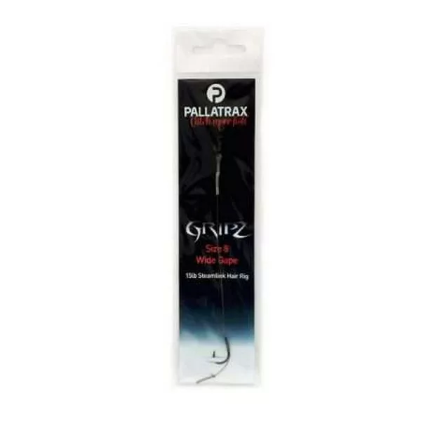 Pallatrax Gripz Wide Gape Hair Rigs 6 15Lb Fluoro Cârlig pre-legat