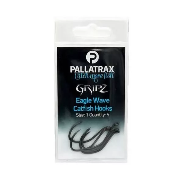 Pallatrax Gripz Catfish Hooks 1/0 Cârlig de somn cu ochi, fără barbetă 5buc