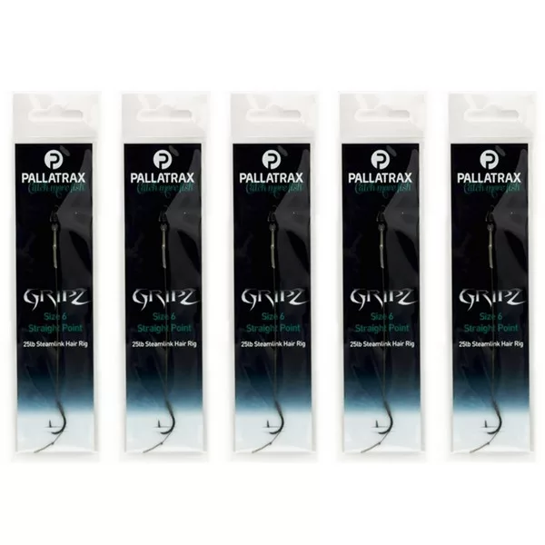 Pallatrax Gripz Straight Point Hair Rigs 6 15lb Braid Cârlig Legat