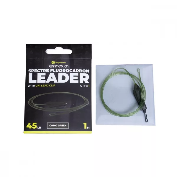 Ridgemonkey Spectre Fluorocarbon Uni Lead Clip Leader - Camo Verde Montură de crap