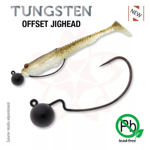 Sakura - TUNGSTEN OFFSET JIGHEAD 1/8 - 3,5G / Hook #2/0 x 2pcs (Black Color) - Cap JIG