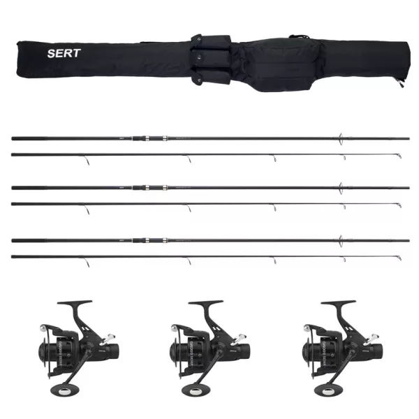 Set Sert 3x Carp Training 12-2 Lansetă și 3x Carp Training HRS 601 FD Mulinete