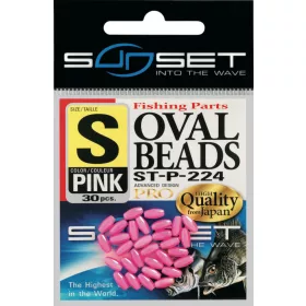   Sunset - HARD OVAL BEADS PINK 8x3,8mm X25 - Mărgele de cauciuc