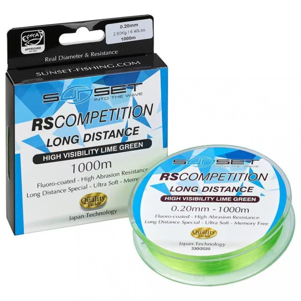 Sunset - RS COMPETITION LONG DISTANCE HI-VISIBILITY LIME GREEN 0,20mm 1000M - Fir monofilament