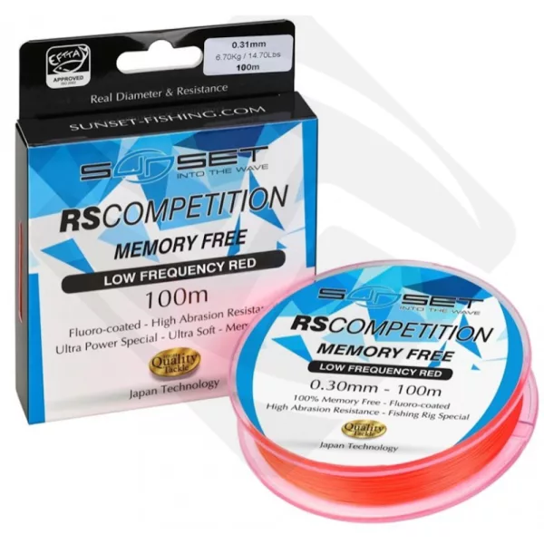 Sunset - MEMORY FREE RS COMPETITION LOW FREQUENCY RED 0,30mm 100M - Fir monofilament