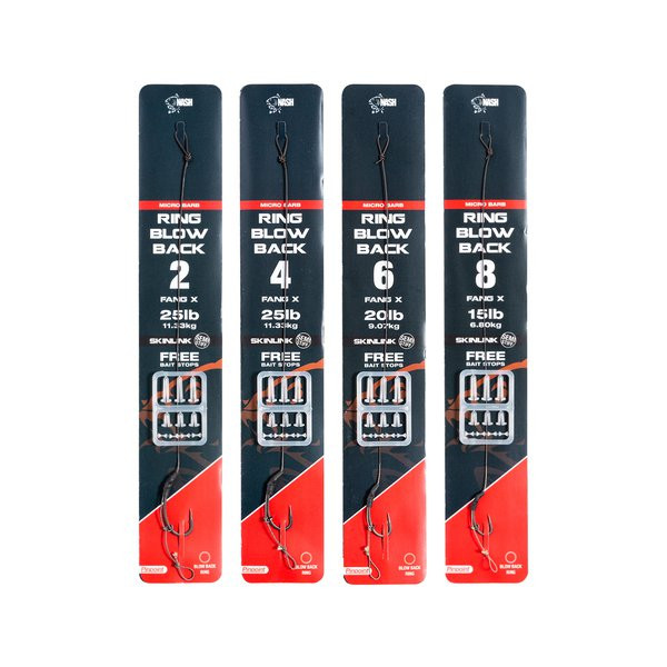 Nash Ring Blow Back Rig Size 4 Micro Barbed Cârlig pre-legat Cârlig cu barbă, Cârlig cu ochi