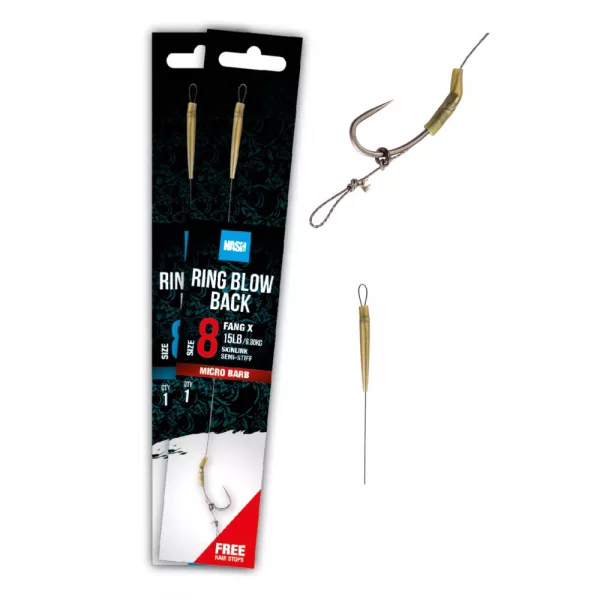 Nash Ring Blow Back Rig 2 Cârlig legat, cu ochet, cu barbă