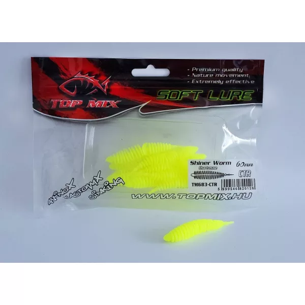 Top Mix Shiner Worm Chartreuse 6,0cm Momeală din plastic tip vierme 10buc