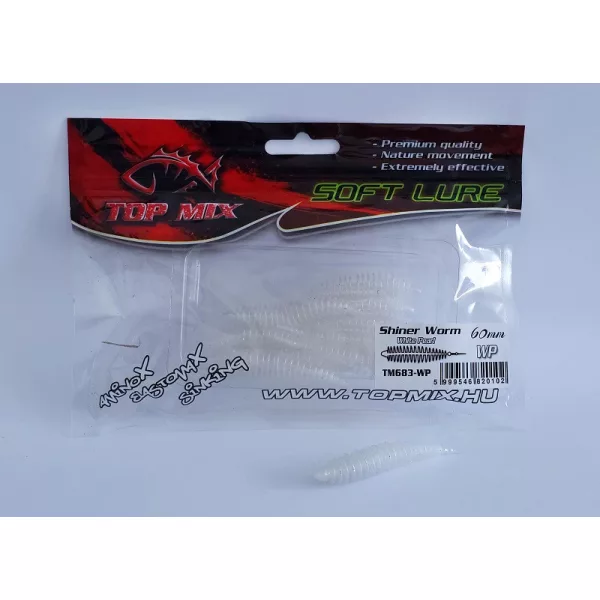 Top Mix Shiner Worm White Pearl 6,0cm Râmă de Plastic Momeală 10buc