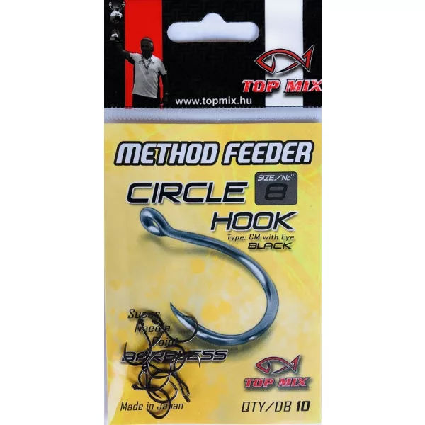 Top Mix Method Feeder Circle 8 Cârlig de crap cu ochi, fără barbetă 10buc