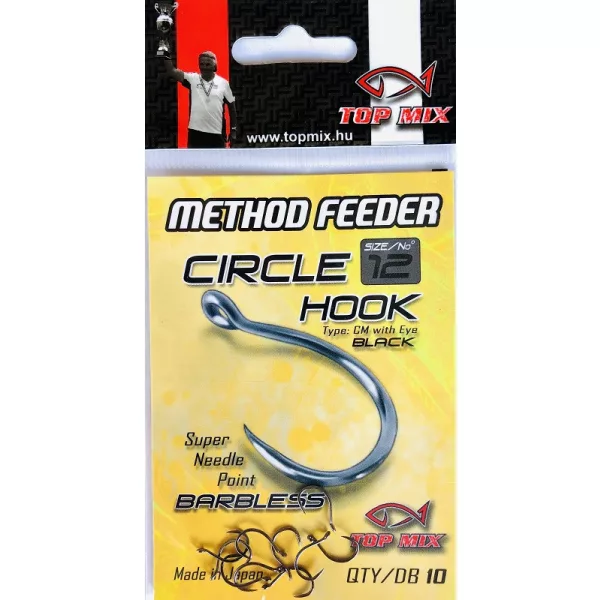 Top Mix Method Feeder Circle 12 Cârlig de crap cu ochi, fără barbetă 10buc