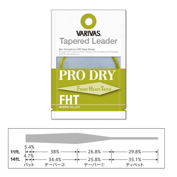 Varivas Lider Conic Tapered Leader Pro Dry FHT 5X 3,35m 0,148-0,40mm Lider pentru fly-fishing