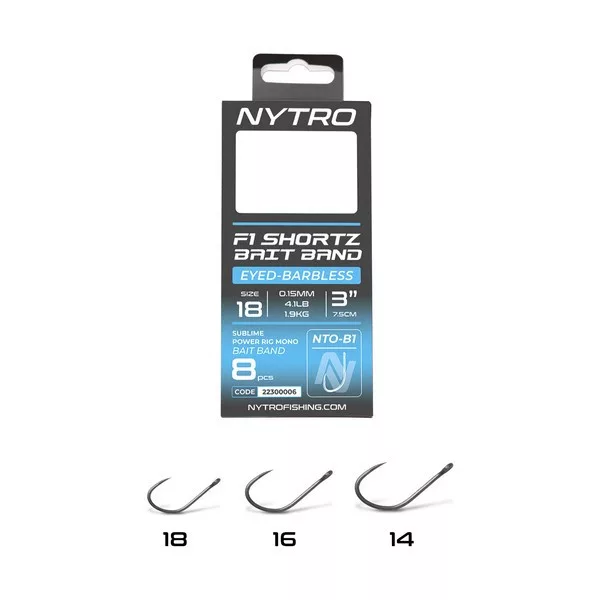 Nytro NTO-B1 16 0,15mm 7,5cm Előkötött Füles, Szakáll Nélküli Csaligyűrűs Horog 8db