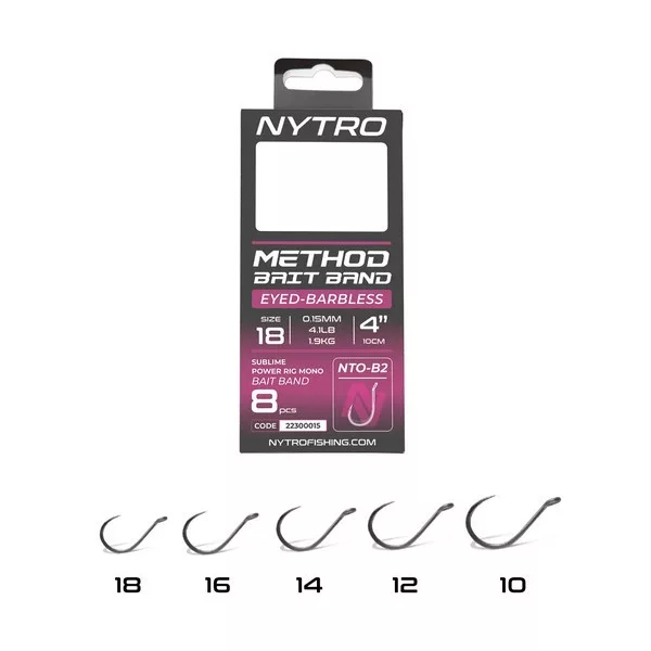 Nytro NTO-B2 12 0,21mm 10cm Előkötött Füles, Szakáll Nélküli Csaligyűrűs Horog 8db