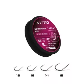   Nytro NTO4 Commercial 16 0,11mm 20cm Előkötött Lapkás, Szakállas Horog 8db