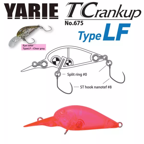 Yarie T-Crankup 675 Type LF 3,5cm 2,6gr C18 Roz Transparent Vobler